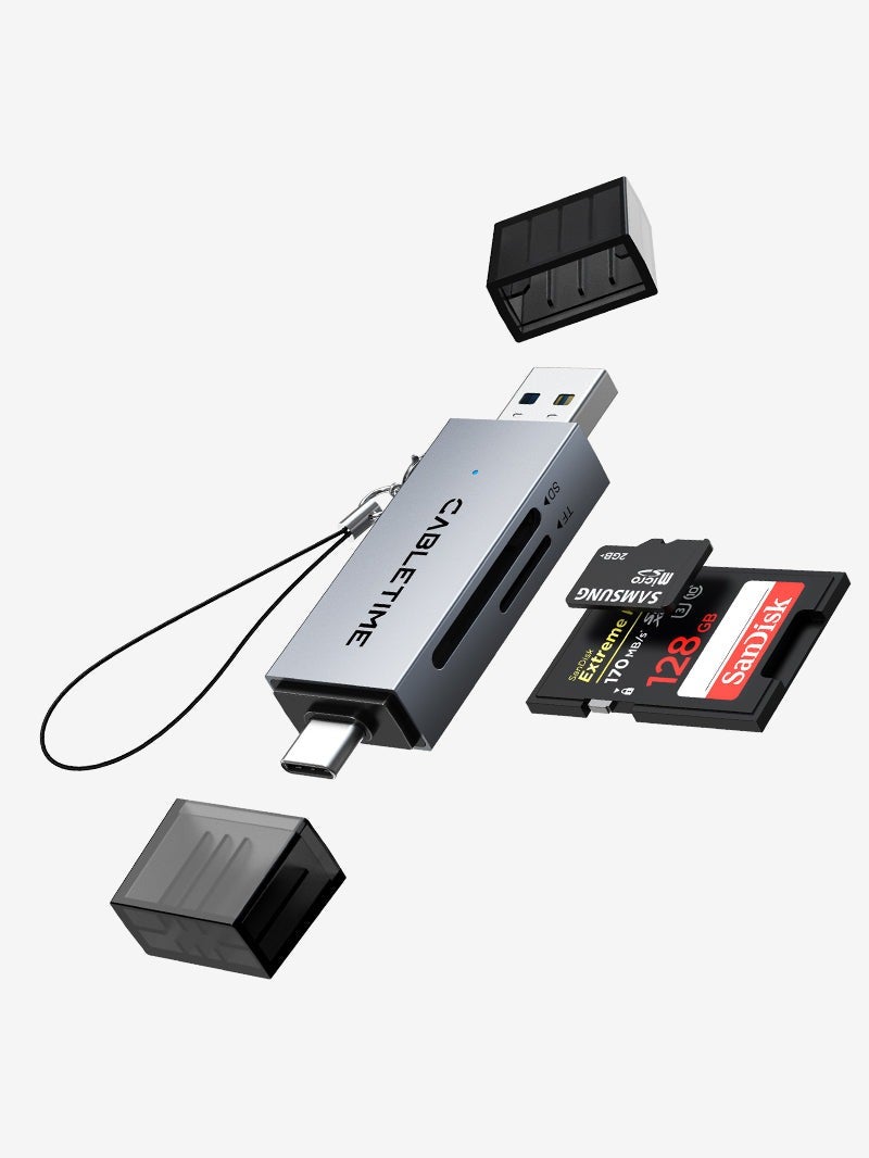 CABLETIME HIGH SPEED USB C AND USB 3.0 TO MICRO SD CARD READER FOR ANDROID IPAD MACBOOK PRO - Image 1